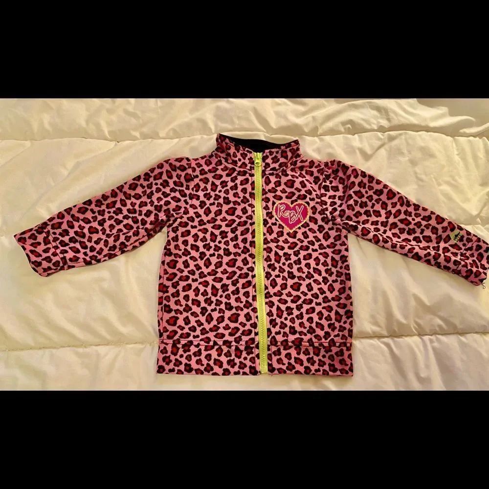RBX Girls Pink Leopard Print Jacket Zip Sz 4T